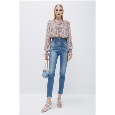 Vaquero skinny fit de tiro alto Azul claro