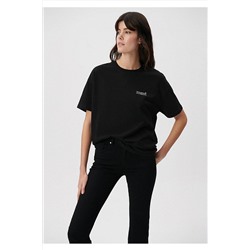 Mavi Logo Baskılı Siyah Tişört Loose Fit / Bol Rahat Kesim 1611309-900