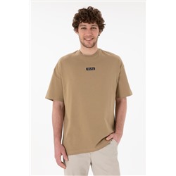 Erkek Oversize Fit Bisiklet Yaka Haki Tişört