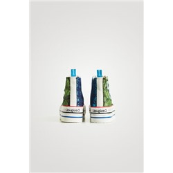 Sneakers altas plataforma patch bordados