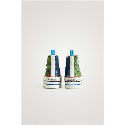 Sneakers altas plataforma patch bordados