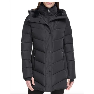 CALVIN KLEIN Faux Fur Trim Puffer Jacket