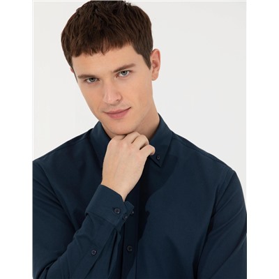 Lacivert Regular Fit Uzun Kollu Gömlek