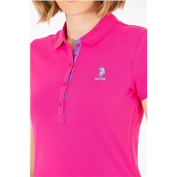 Kadın Fuşya Basic Polo Yaka Tişört