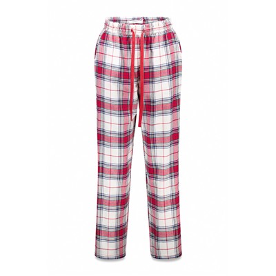 Pantalón largo 100% algodón franela cuadros rojo