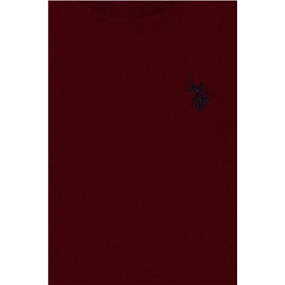 Erkek Çocuk Bordo Basic Bisiklet Yaka Kazak