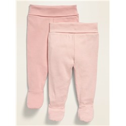Unisex 2-Pack Fold-Over-Waist Footed Pants for Baby