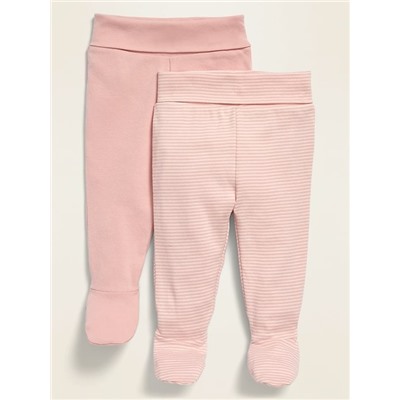 Unisex 2-Pack Fold-Over-Waist Footed Pants for Baby