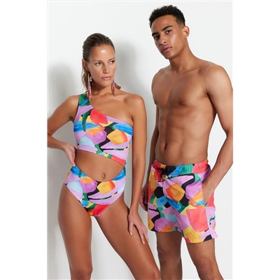 Trendyolmilla Soyut Desenli Tek Omuz Regular Mayokini TBESS23MA00243