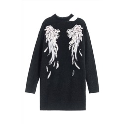 Vestido jersey de lana y cachemir Negro