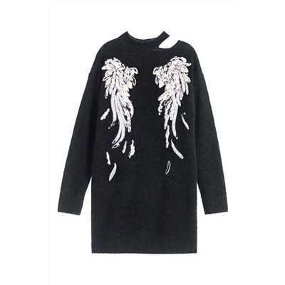 Vestido jersey de lana y cachemir Negro