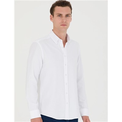 Beyaz Slim Fit Uzun Kollu Gömlek