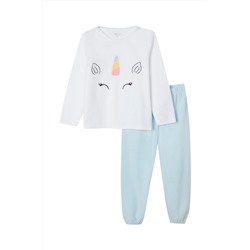 Pijama polar Blanco y celeste