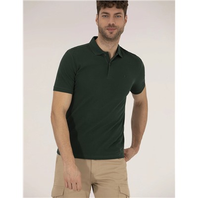 Koyu Yeşil Slim Fit Polo Yaka Basic Tişört