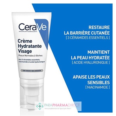 Cerave Crème Hydratante Visage - Peaux Normales à Sèches 52ml