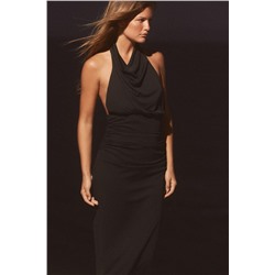 LONG HALTER DRESS WITH OPEN BACK