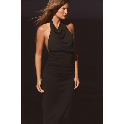 LONG HALTER DRESS WITH OPEN BACK