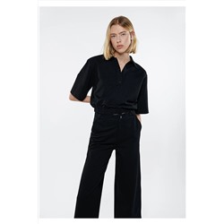Mavi Siyah Polo Tişört Crop / Kısa Kesim 1611473-900