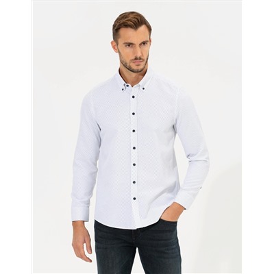 Lacivert Slim Fit Uzun Kollu Gömlek