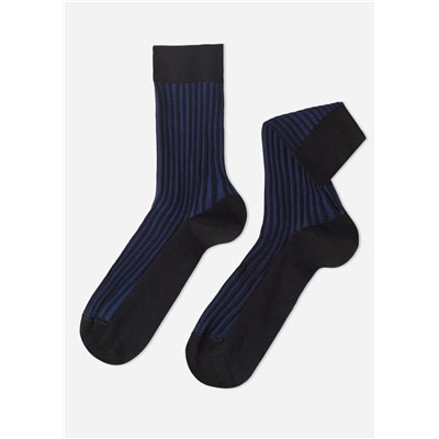 Kurze gerippte Herrensocken aus Fil d‘Ecosse