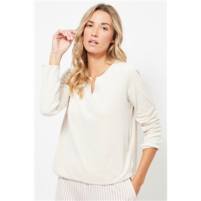 Camiseta de pijama de terciopelo - Crudo