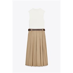 CONTRAST BELTED DRESS