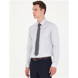 Gri Slim Fit Uzun Kollu Basic Gömlek