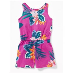 Printed Jersey Racerback Romper for Girls