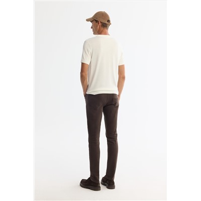 Ekru Yarım Balıkçı Yaka Kısa Kollu Triko T-Shirt