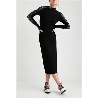 Vestido slim largo canalé