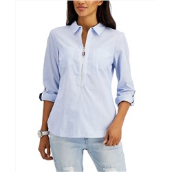 Tommy Hilfiger Cotton Half-Zip Top, Created for Macy's