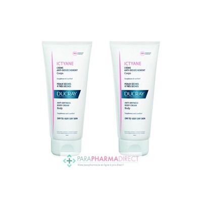 Ducray Ictyane Crème Emolliente Nutritive Visage & Corps 2x200mlLot  × 2