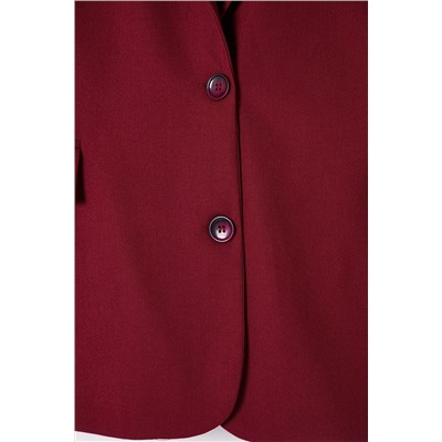 Bordo Astarlı Oversize/Bol Kesim Blazer Dokuma Büyük Beden Kumaş Ceket TBBAW25AG00019