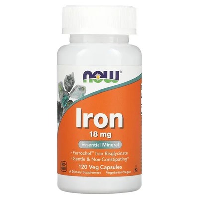 NOW Foods, Iron, 18 mg, 120 Veg Capsules