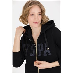 Kadın Siyah Fermuarlı Sweatshirt