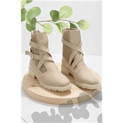 Bambi Bej Süet Kadın Bot & Bootie K02990101802