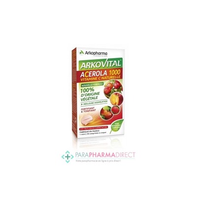 ArkoPharma ArkoVital Acerola 1000 Vitamine C Naturelle Goût Fruits Rouges 30 comprimés à croquer