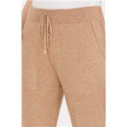 Kadın Camel Melanj Slim Fit Triko Pantolon