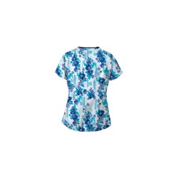 UA Floral Zen Navy Mock Wrap Scrub Top