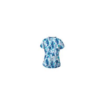 UA Floral Zen Navy Mock Wrap Scrub Top
