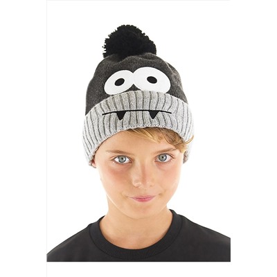 Denokids Canavar Koyu Gri Erkek Çocuk Triko Bere CFF-22S1-051