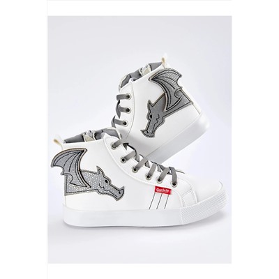 Denokids Ejderha Erkek Çocuk Beyaz Sneakers Spor Ayakkabı CFF-23Y1-119