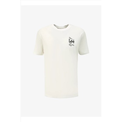 Lee, Bisiklet Yaka Beyaz Erkek T-Shirt L241311100 Bisiklet Yaka T-shirt