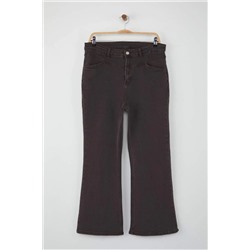 Kahverengi Yüksek Bel Comfort Dikiş Detaylı İspanyol Paça Flare Fit Jeans TBBSS24CJ00003