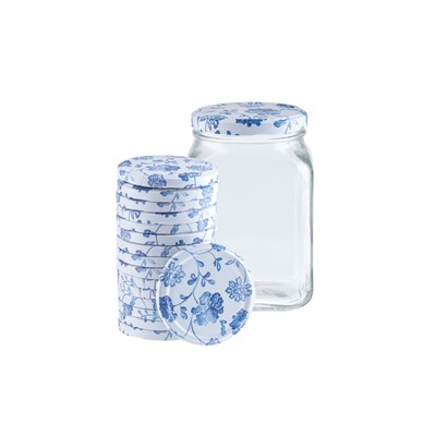 Rêve Bleu Fleur Kare Cam Kavanoz - 1600 ml