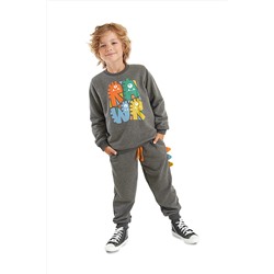 DenokidsRawr Tırtırlı Erkek Çocuk Antrasit Eşofman Takım