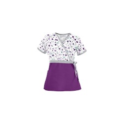 UA Flower Patch White Mock Wrap Scrub Top