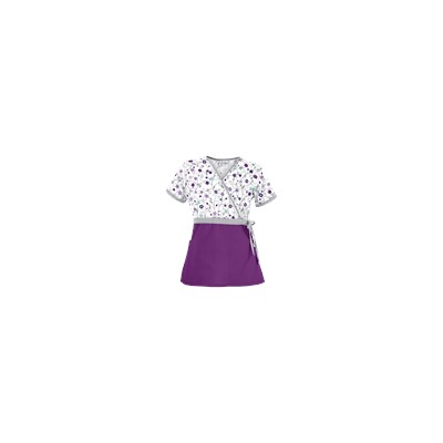 UA Flower Patch White Mock Wrap Scrub Top