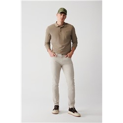 Taş Armürlü Esnek 5 Cepli Slim Fit Dar Kesim Kanvas Pantolon