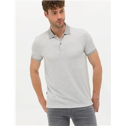 Açık Gri Melanj Slim Fit Polo Yaka Tişört